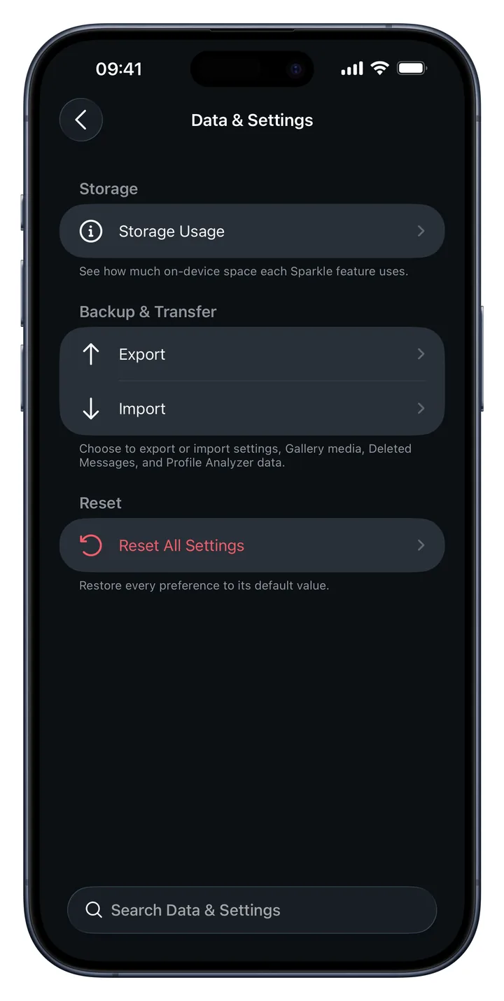 Data & Settings