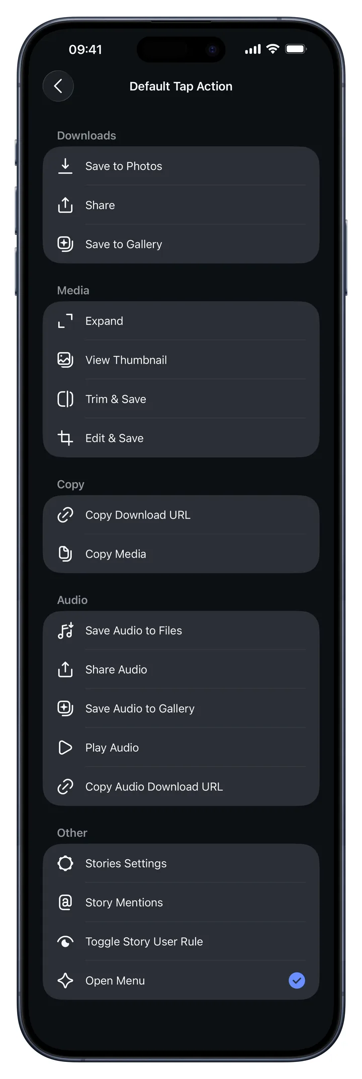 Story tap action